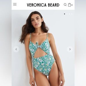 ANISTON FLORAL-STRIPED CUTOUT ONE-PIECE SWIMSUIT